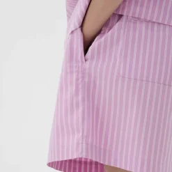 Poplin Pyjamas Shorts Purple Pink Stripes