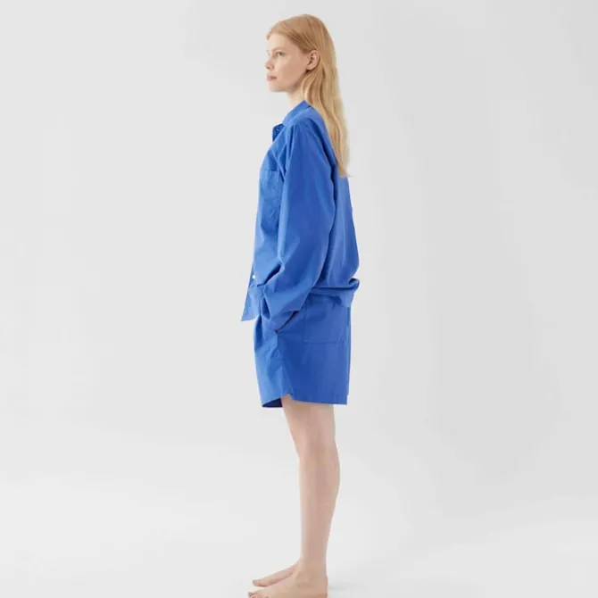 Poplin Pyjamas Shorts Royal Blue