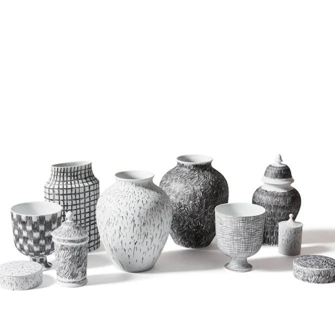 Post Scriptum Potiche vase - Vertikale svarte linjer
