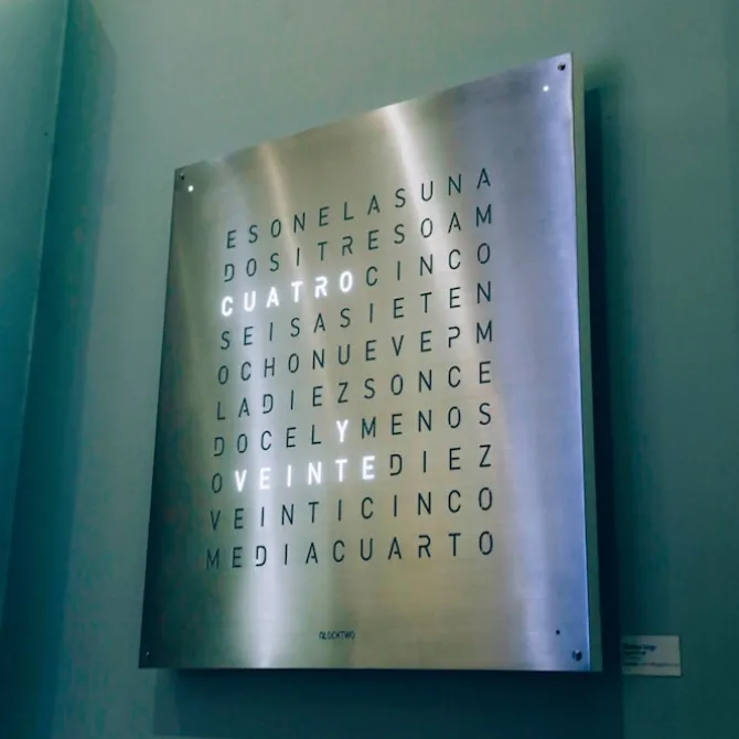 Qlocktwo Large - Brushed Stainless Steel
