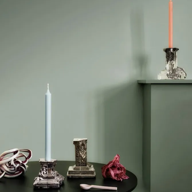 Rocky Baroque Candlestick Glossy Glaze