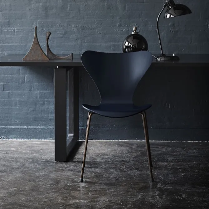 Series 7 stol 3107 bøkfiner stålunderstell brun bronse