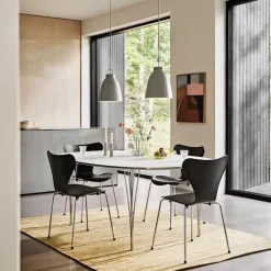 Series 7 stol 3107 farget askfiner stålram krom