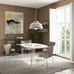 Series 7 stol 3107 heltrukket lær stålram brun bronse