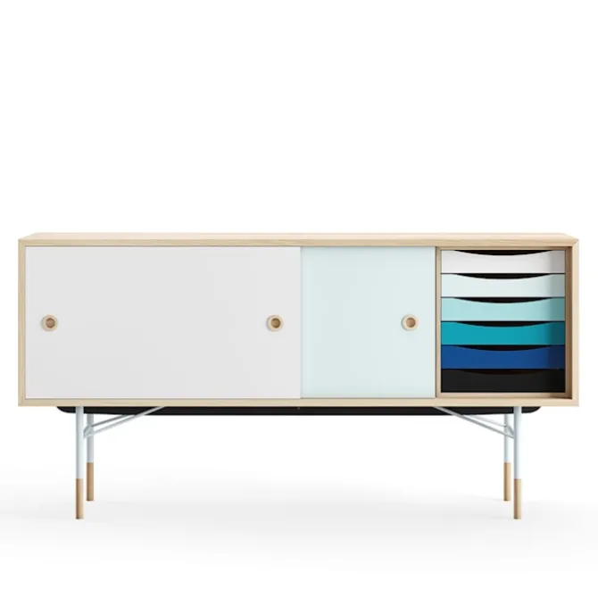 Sideboard Cold med lådor Oak White/Light Blue