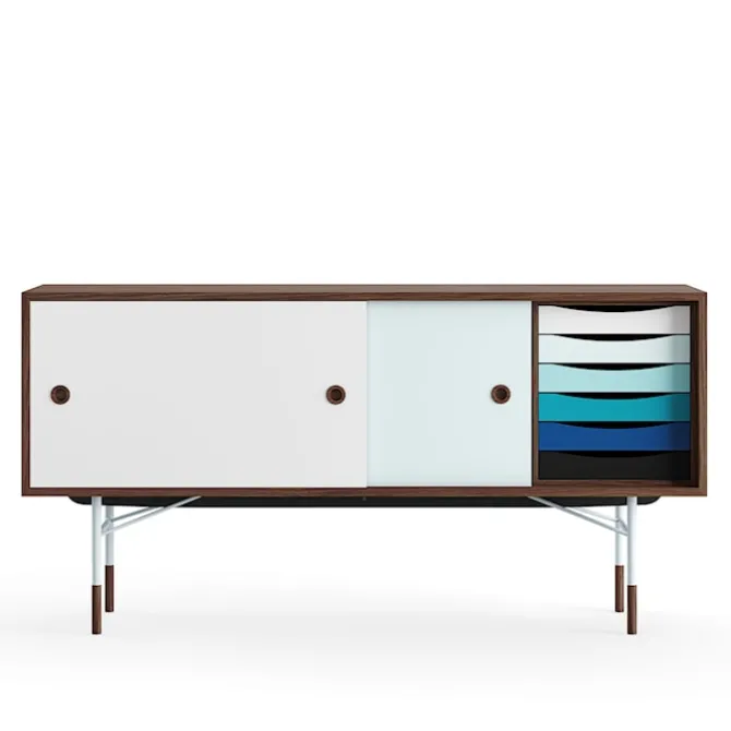 Sideboard Cold med lådor Walnut White/Light Blue