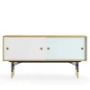 Sideboard utan lådor Dark oiled oak White/Light Blue