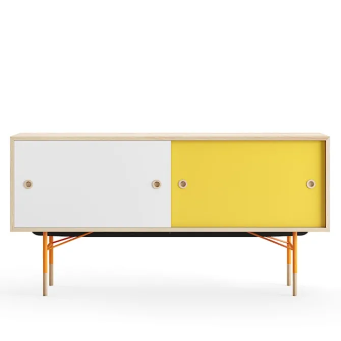 Sideboard utan lådor Oak White/Yellow