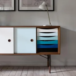 Sideboard Warm med lådor Dark oiled oak White/Yellow