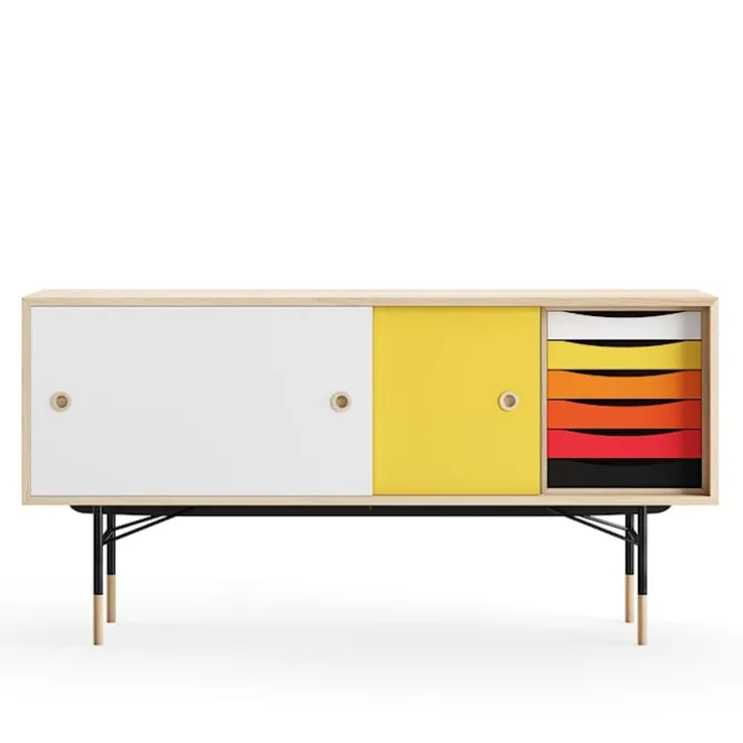 Sideboard Warm med lådor Oak White/Yellow