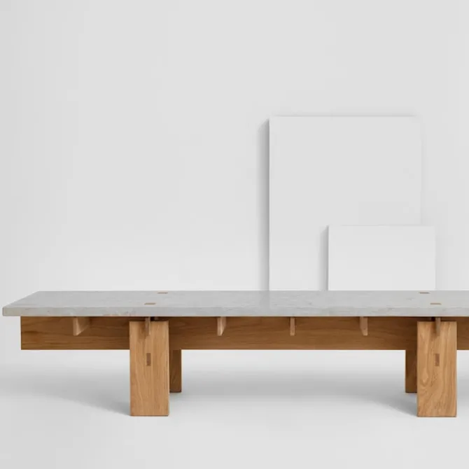 Sofabord V.Lf.02 160 cm - Eik/Kalkstein