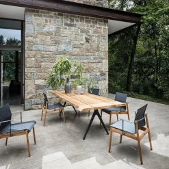 Sway Teak Stacking Chair with Arms