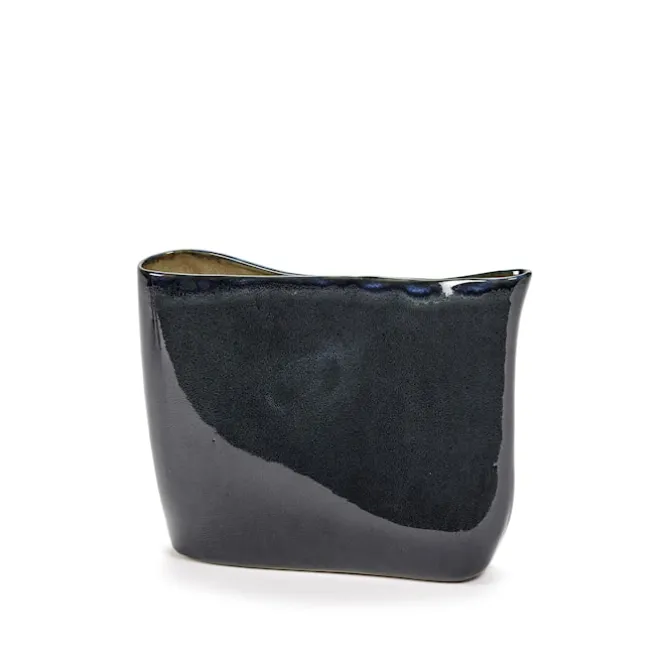 Terres De Reves Vase Low Blue Misty Grey