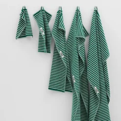 Terry håndkle teal green stripes