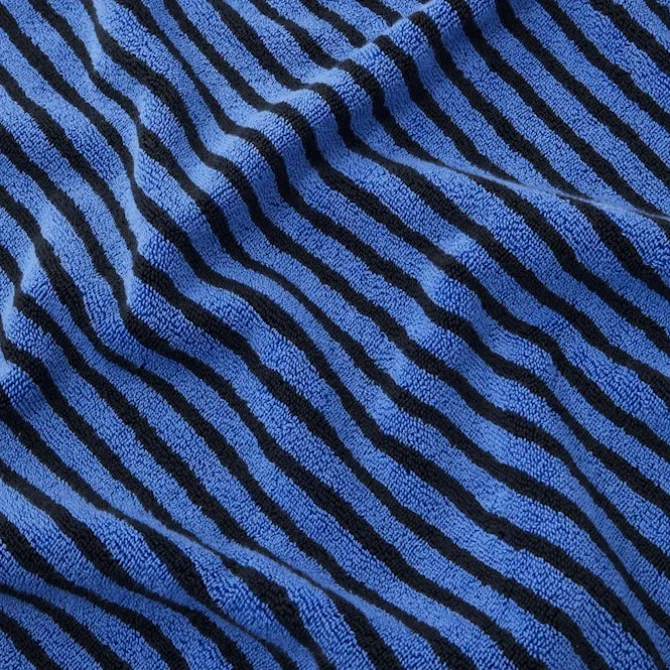Terry Towel Black & Blue Stripes