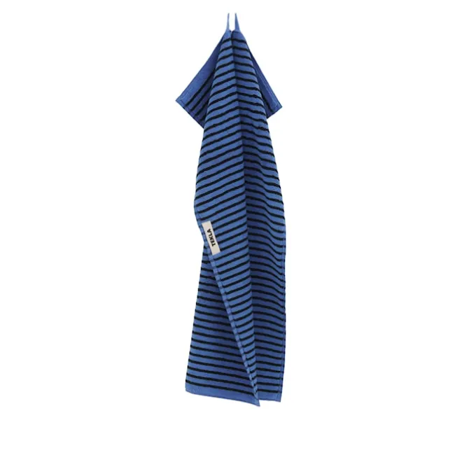 Terry Towel Black & Blue Stripes