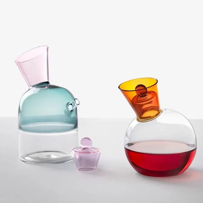 Travasi Oil Bottle Clear/Petrolblue/Pink - 32 cl