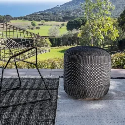 Tres Outdoor Pouf Black