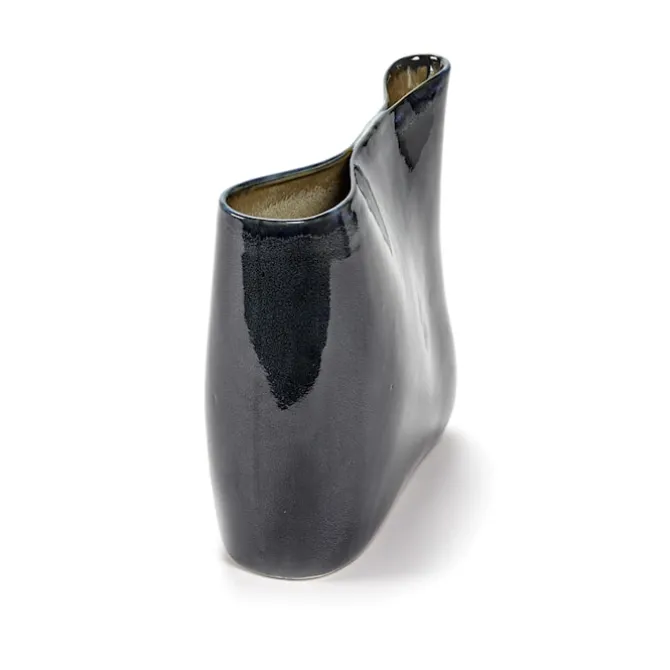 Vase Terres Low, Dark Blue/Misty Grey