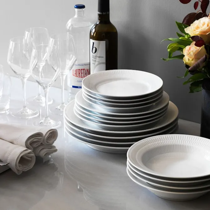 White Fluted Dyp Tallerken 21 cm