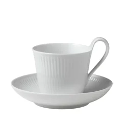 White Fluted Kopp Med Høy Hank & Skål 24 cl
