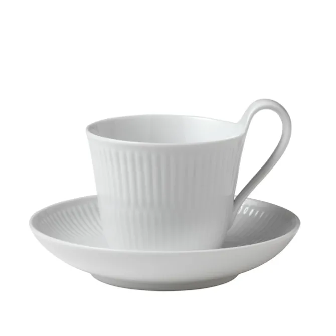 White Fluted Kopp Med Høy Hank & Skål 24 cl