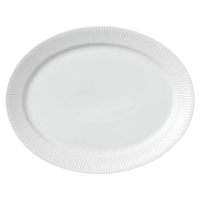 White Fluted Ovalt Fat 35 cm