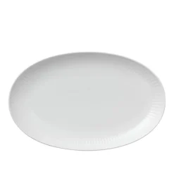 White Fluted Ovalt Tallerken 23,5 cm