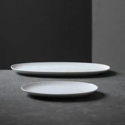 White Fluted Ovalt Tallerken 23,5 cm