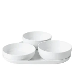 White Fluted Serveringssett 4 stk