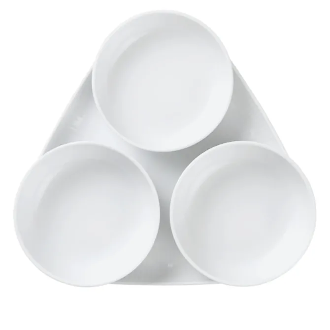 White Fluted Serveringssett 4 stk