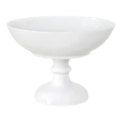 White Fluted Skål På Fot 15 cm