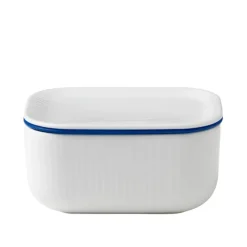 White Fluted Smørskål Med Lokk 42 cl