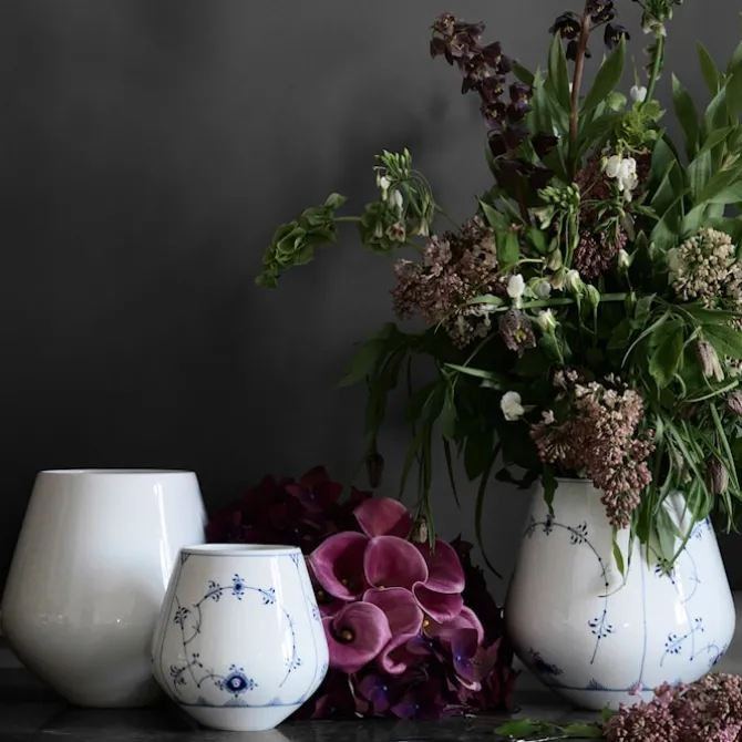 White Fluted Stor Vase 20,5 cm