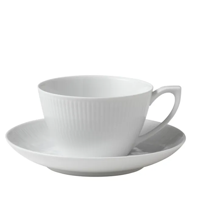 White Fluted Tekopp & Skål 28 cl