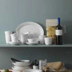 White Fluted Tekopp & Skål 28 cl